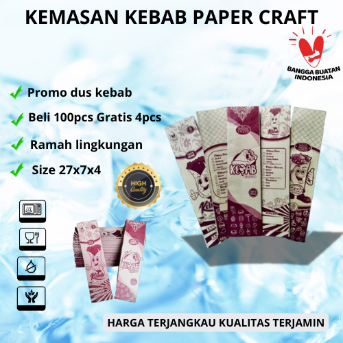 

Kemasan Kebab Paper Craft , Bungkus Kebab Coklat Berkualitas ,Kertas Dus Kebab Lipat isi 100 pcs