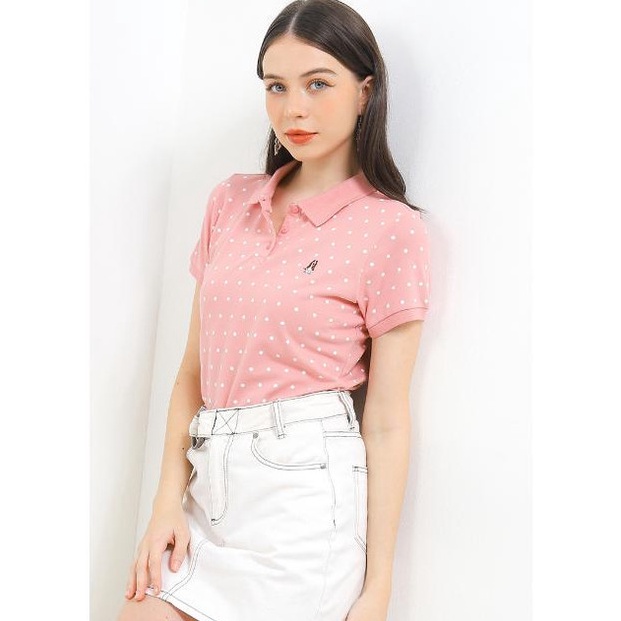 KODE H59I Hush Puppies Kaos Polo Wanita Polkad Polo Dusty Pink