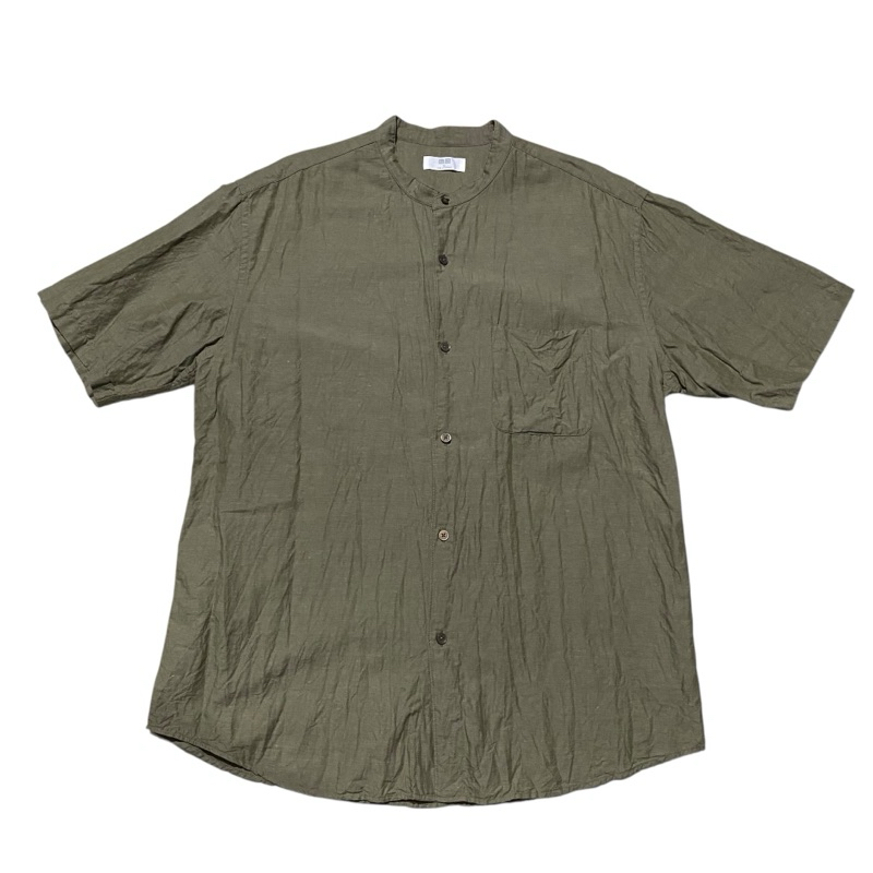 Uniqlo shanghai hemp cotton olive shirt