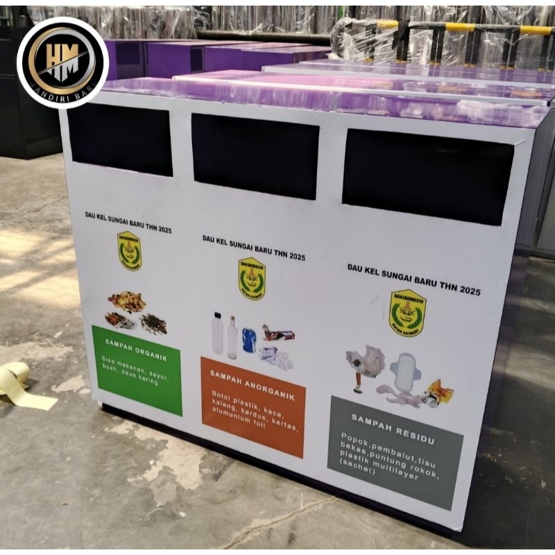 Tempat sampah kotak 3in1 plat esser coating