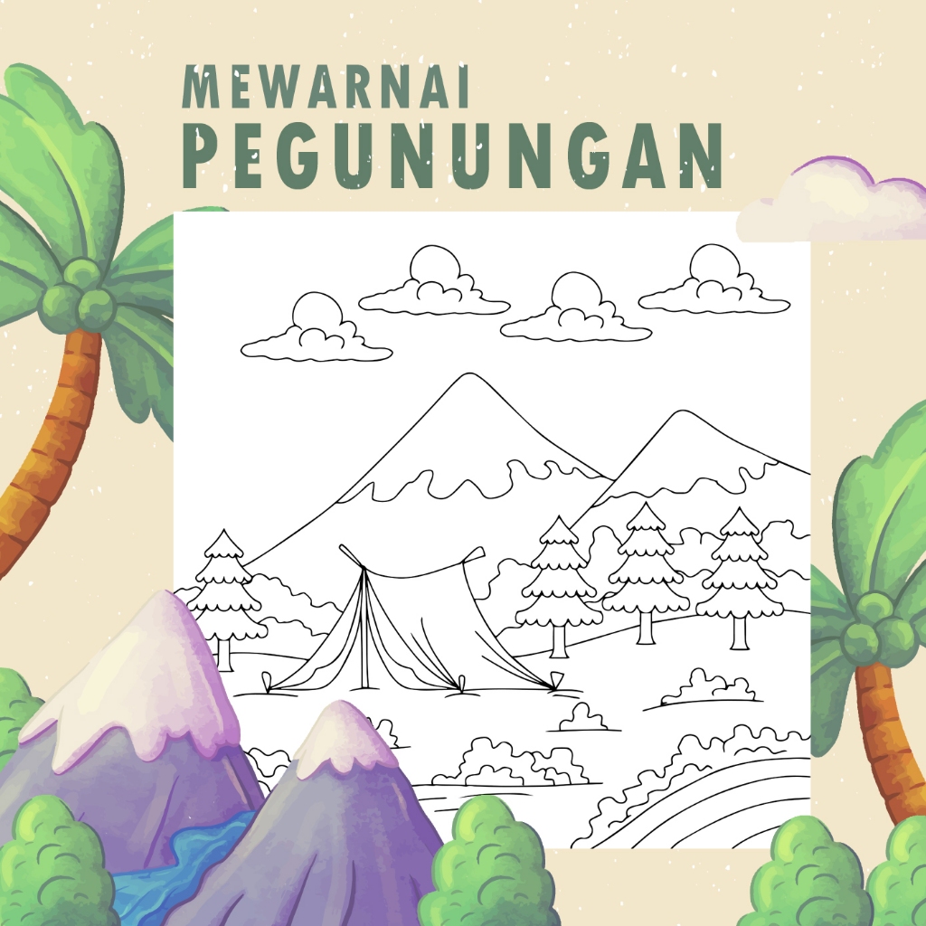 

25 Lembar A5 | Kertas Mewarnai Tema Pegunungan | Kertas Mewarnai Isi 25 Gambar Berbeda
