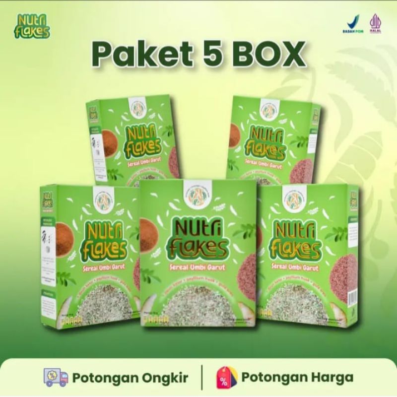 

[PAKET 5 BOX] Nutriflakes - Sereal Herbal Umbi Garut untuk mengatasi Asam Lambung dan Gerd 100
