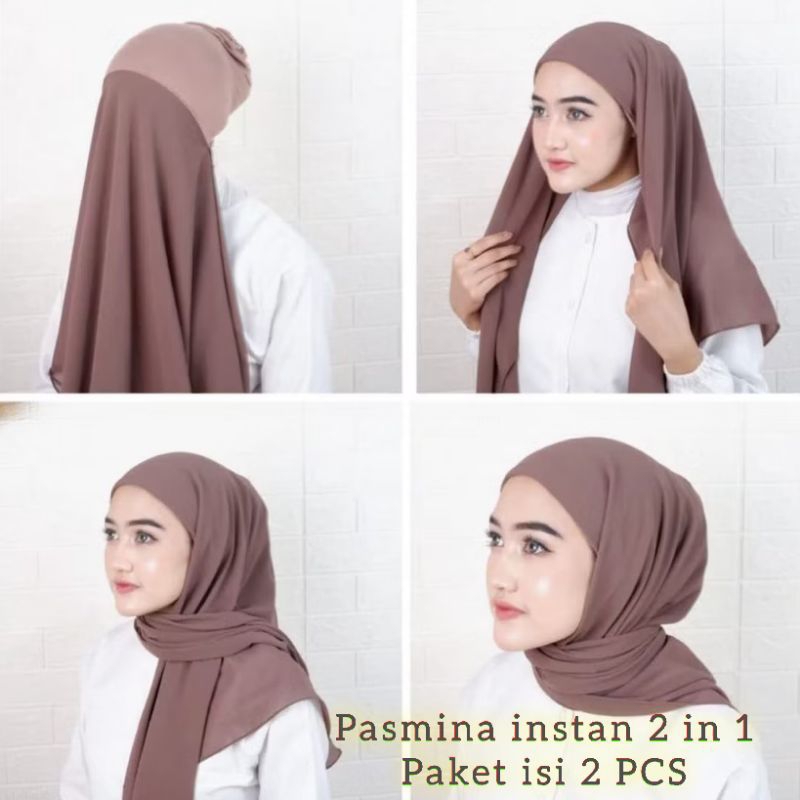 Pashmina Instan Ceruty Premium 2 in 1|Hijab Instan Pashmina Ciput|Pashmina Terbaru