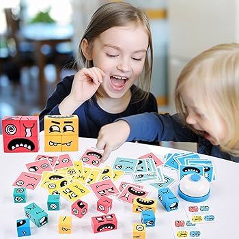 [Whispers] Changing Face Cube Family/Board Game Puzzle Anak Mainan Edukasi Balok ubik Susun Ekspresi