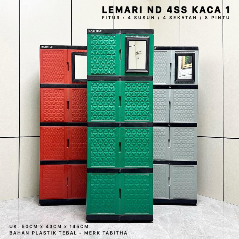 Lemari exel Tabitha 4susun warna cermin diamond