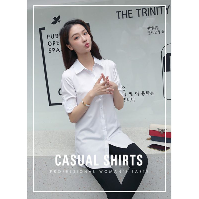 Baju kemeja putih wanita - kemeja wanita lengan panjang - hem putih wanita - kemeja kerja wanita