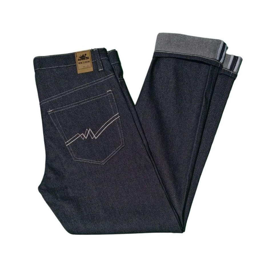 KODE P23W Celana Denim Selvedge Original Pria 135 oz Non Stretch Raw Black Indigo