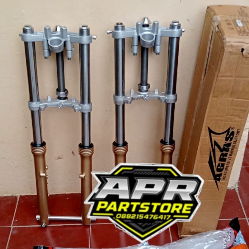 Shock depan ninja pnp Honda,shock ninja pnp Honda as gold as chrome bottom gold bottom silver MERK A