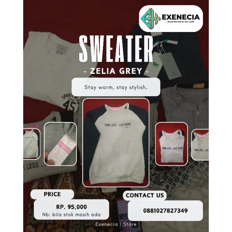 ✨️95k | Sweater Zelia Abu-abu✨️