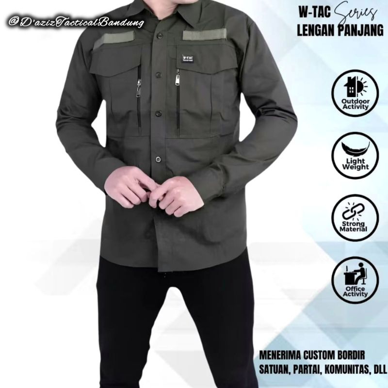 Terbaru, KEMEJA TACTICAL Size jumbo Lengan Panjang W-Tac Bahan American Drill