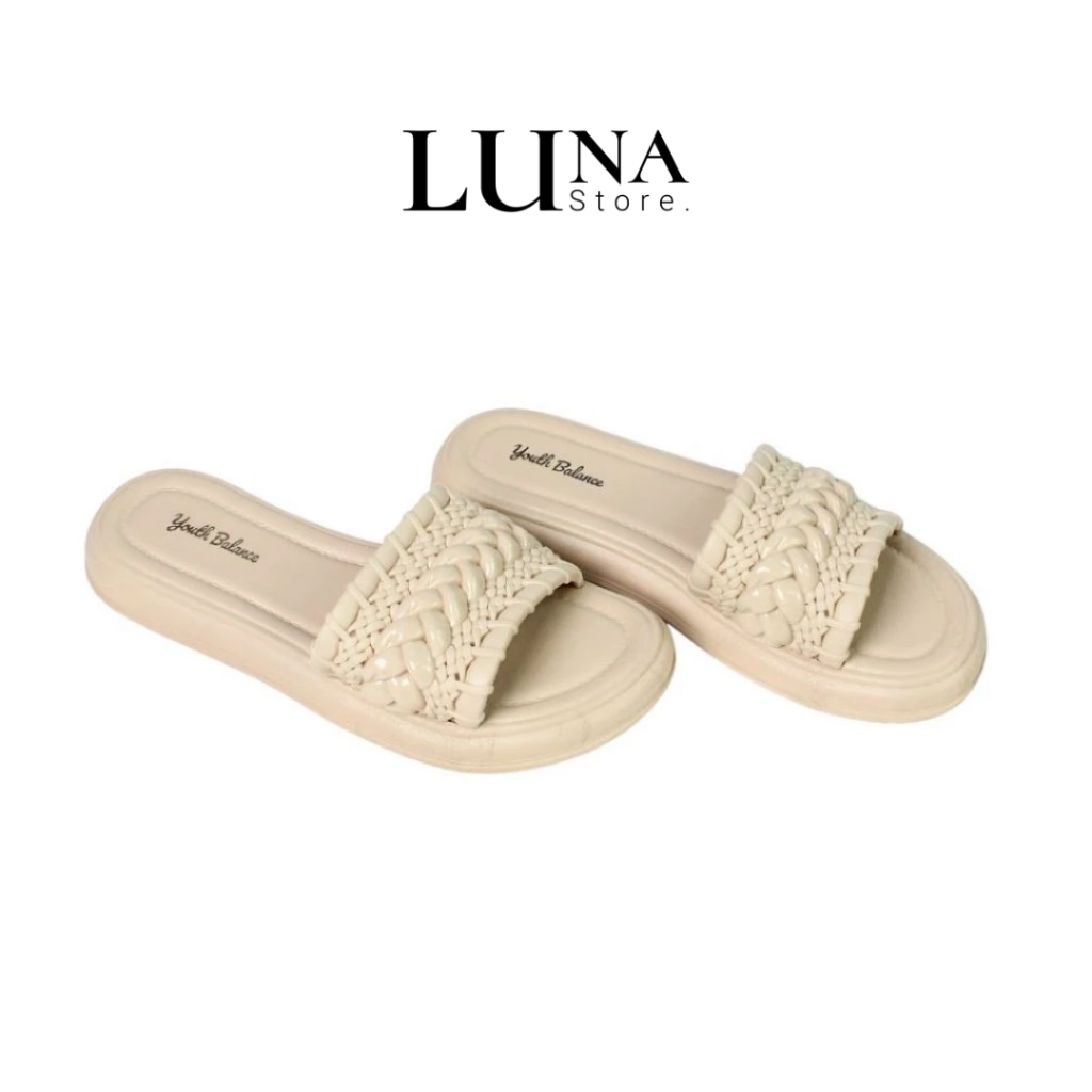 Sandal Slop Polos Wanita Import Slip-on Jelly Karet M2503