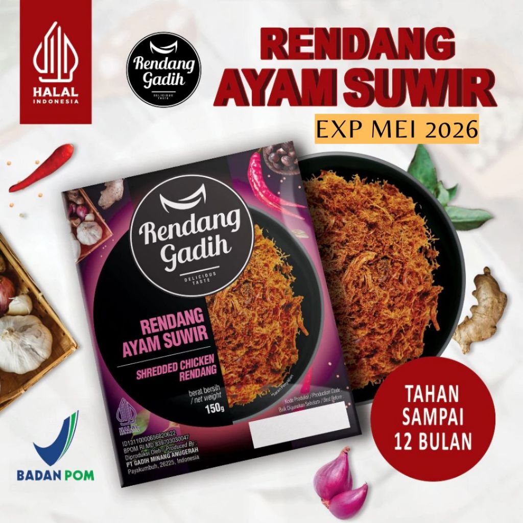 

Rendang Daging Ayam Suwir - Rendang Gadih