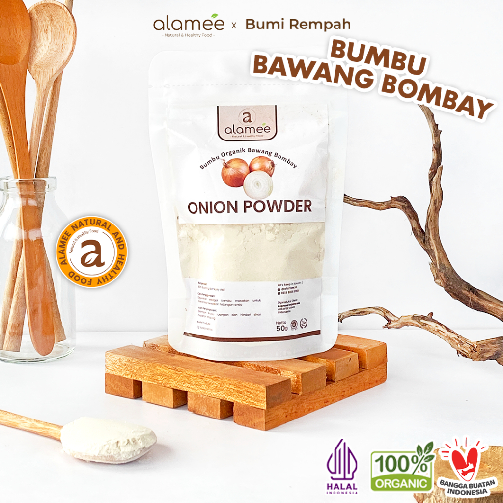 

ALAMEE Bawang Bombay Bubuk Onion Powder Ground Spice Bumbu Bombai Dapur Organik Tanpa Campuran 50g