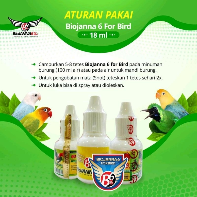 0B6 Tetes | Vitamin Burung | Suplemen | Obat Snot Burung | Rawatan Harian Burung | Probiotik | 18 pe