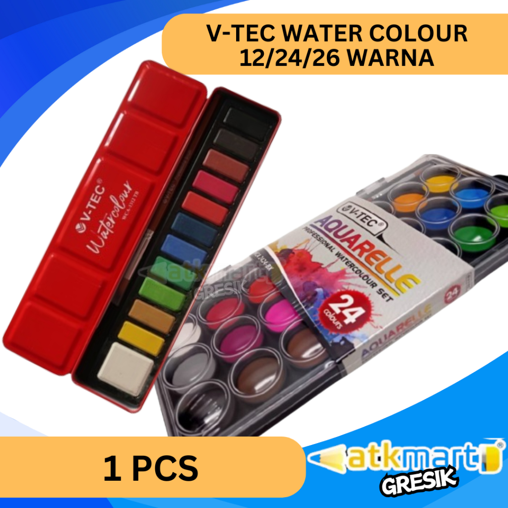 

V Tec Cat Air Watercolor Tin Box Set 12 / 24 Free Kuas