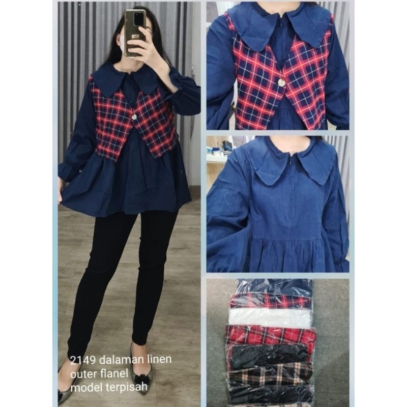 VEST WOMAN SLEEVELESS FLANEL  VEST KATUN  WANITA MOTIF KOTAK / ROMPI CABLE KANCING PEREMPUAN MOTIF K