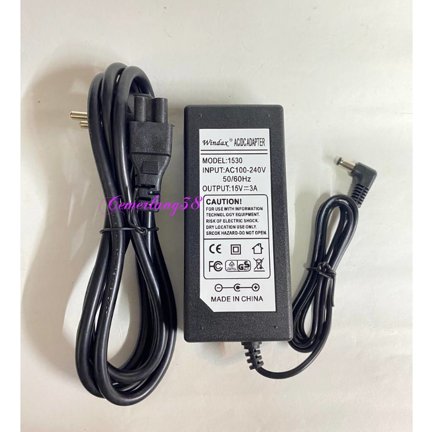 Adaptor DC 15V 3A + kabel power AC switching PSU Adapter 15 V 3 A