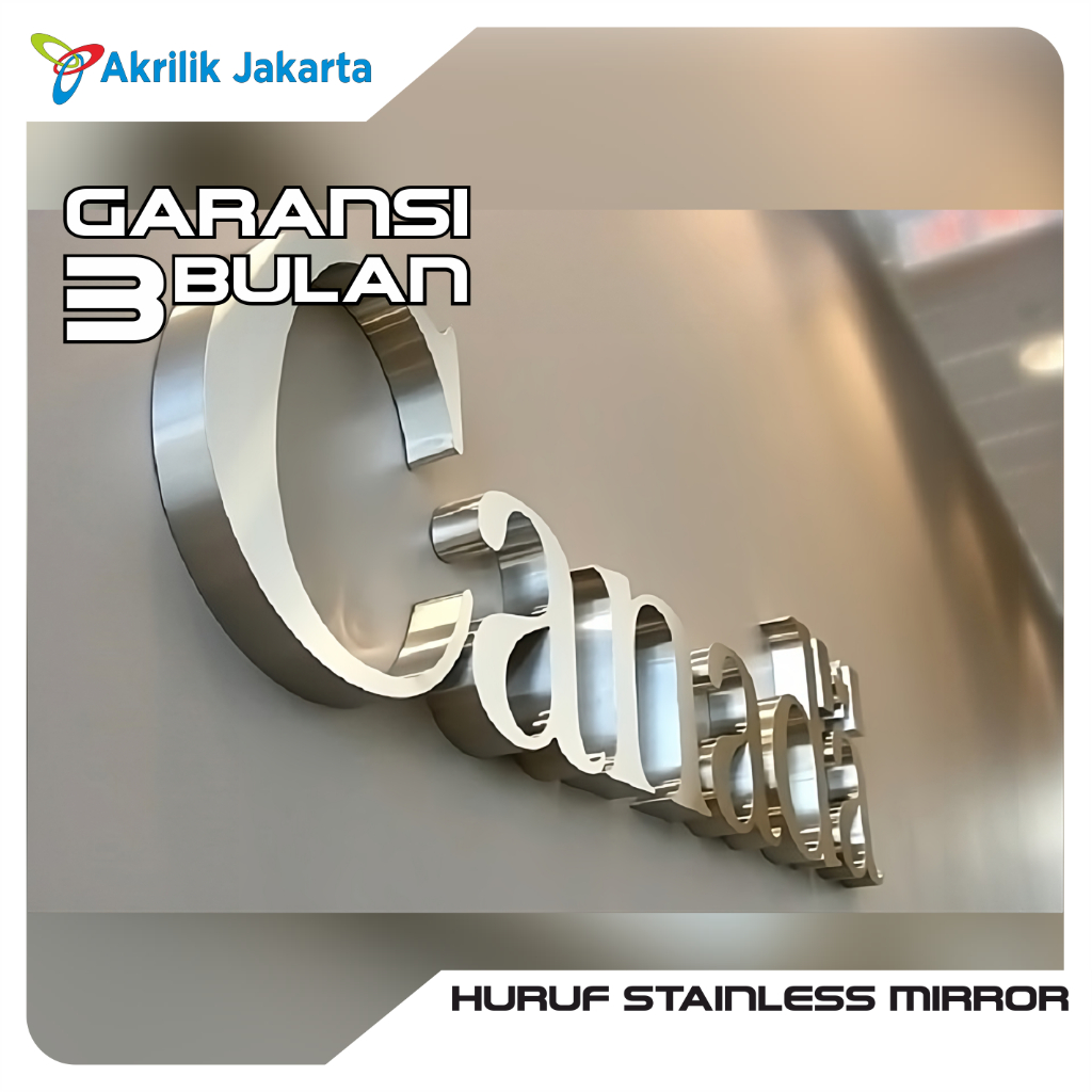 Huruf Timbul stainless mirror | None LED