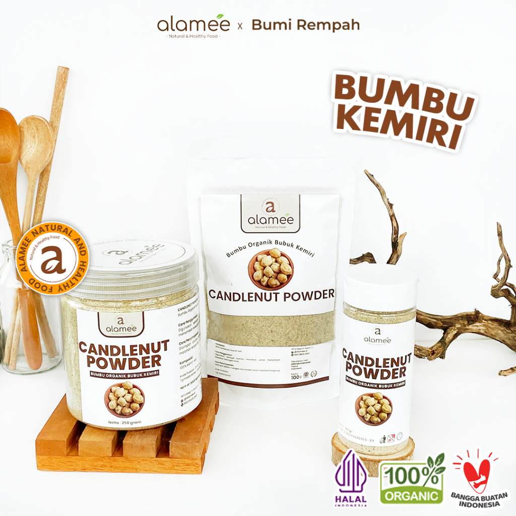 

ALAMEE Kemiri Bubuk Candlenut Seasoning Powder Bumbu Dapur Organik Masak Murni Tanpa Campuran 250g