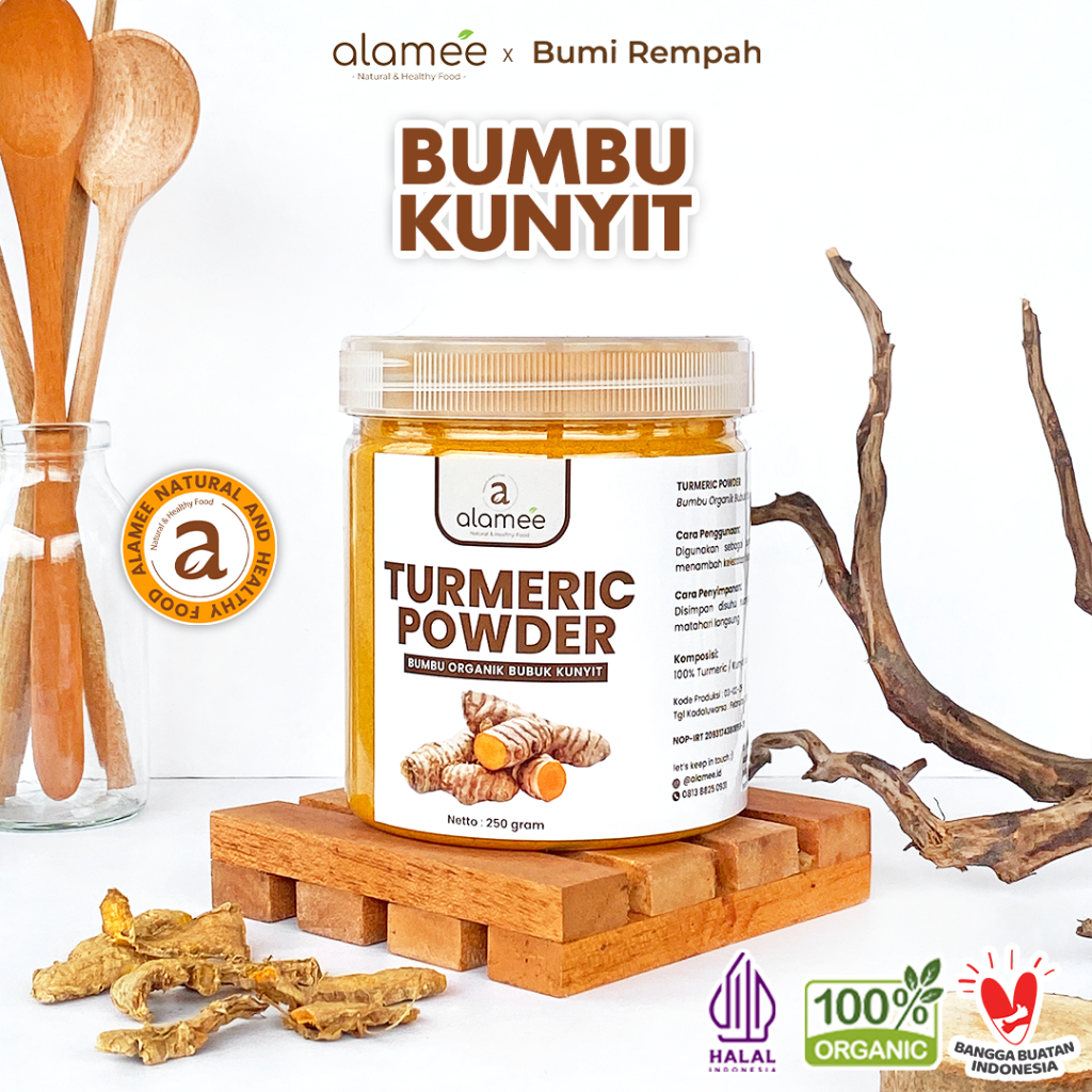 

ALAMEE Kunyit Bubuk Turmeric Seasoning Powder Ground Bumbu Dapur Instan Organik Murni Asli 250g