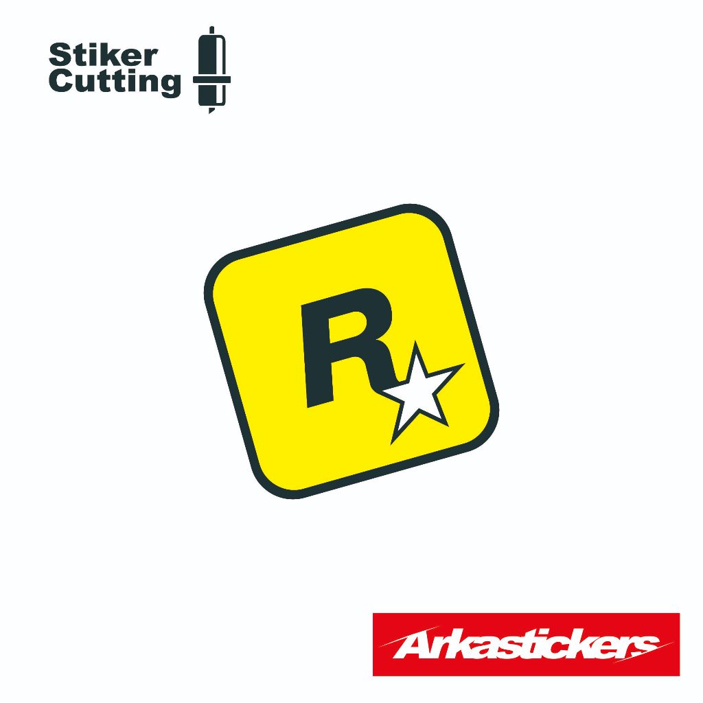 Stiker Cutting ROCKSTAR GAMES Stiker untuk Motor Mobil Helm dll bisa menyala apabila terkena cahaya 