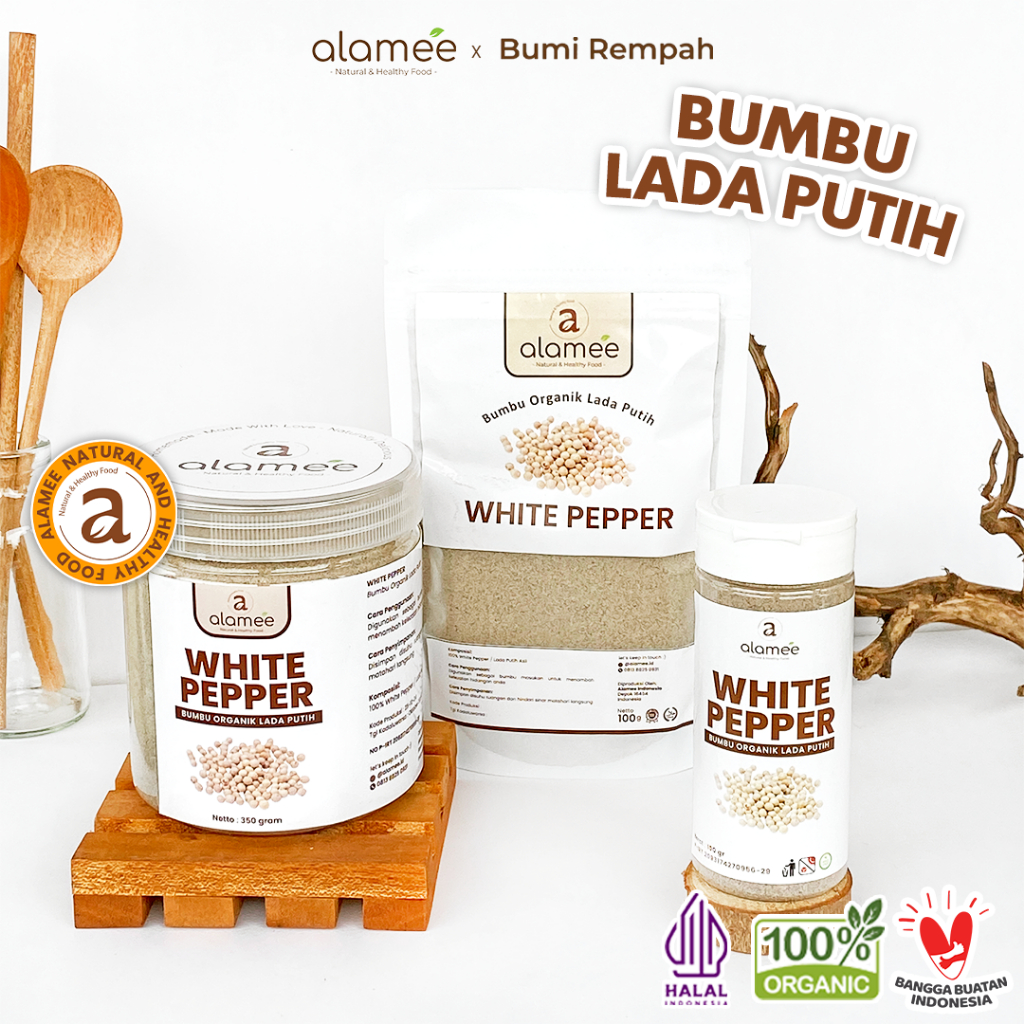 

ALAMEE Lada Putih Bubuk White Pepper Powder Merica Whitepepper Bumbu Dapur Masak Instan Asli 350g