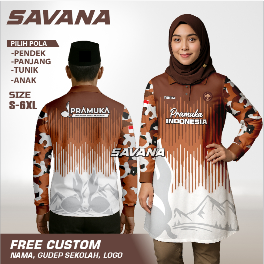 SAVANA - Jersey premium PRAMUKA printing penggalang pdh pdl custom / baju panitia / kaos Panjang / B