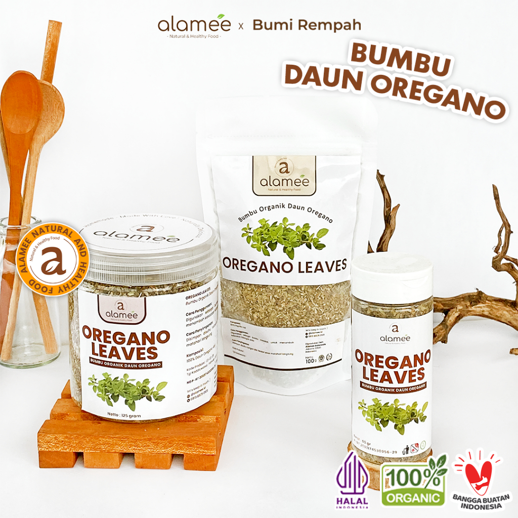 

ALAMEE Oregano Kering Dried Leaves Flakes Garnish Murni Asli Tanpa Campuran Bumbu Masak Dapur 125
