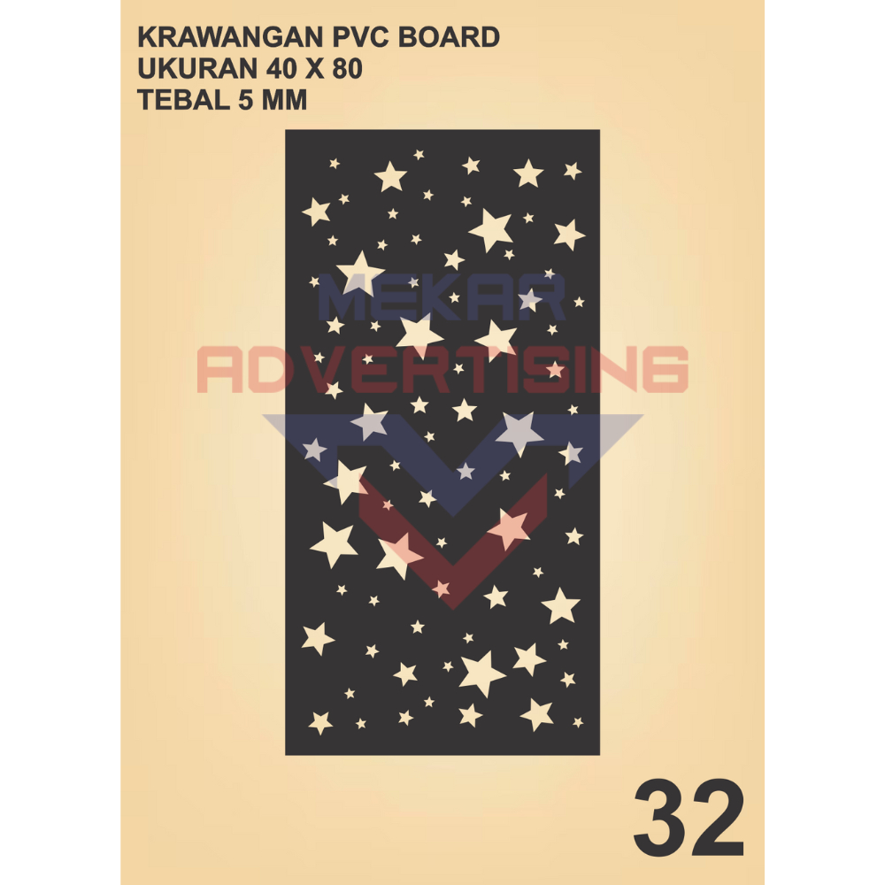 KRAWANGAN PVC BOARD HITAM  / ORNAMEN PVC FOAM BOARD HITAM TEBAL 5MM MODEL 32 UKURAN 40X80