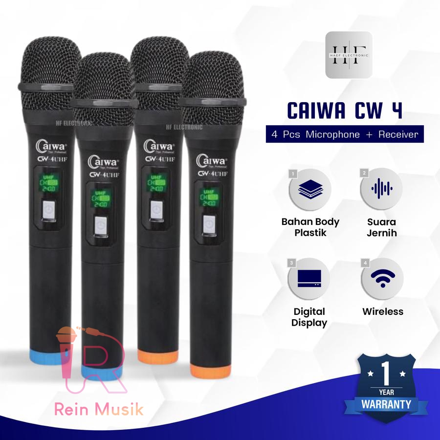 Mic Wireless CAIWA CW-4 Microphone Wireless Receiver+ 4pcs Mic Wireless / Mic Wireless 4 Mic