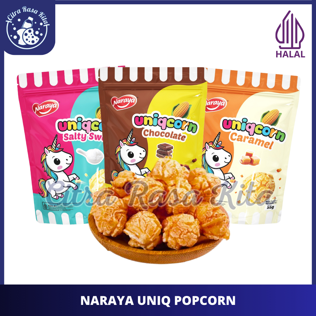 

Naraya Uniqcorn Popcorn Rasa Sweet Salty, Chocolate & Caramel Halal 55g