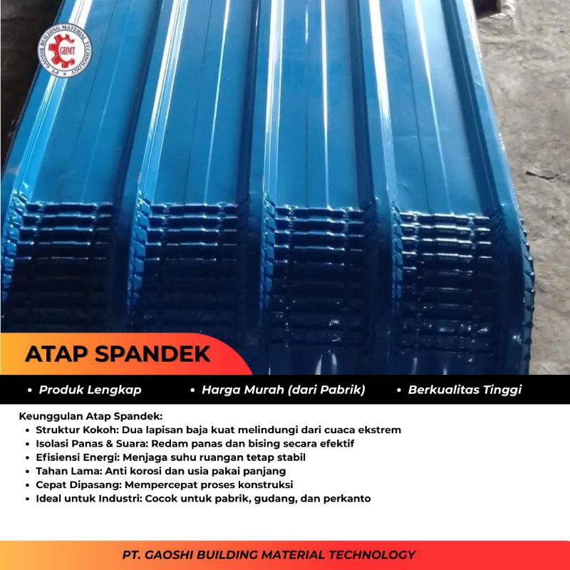 Atap Spandek/ Atap Spandek Galvalum Anti Karat/ Spandek Baja Ringan untuk Gudang / Pabrik/ Atap Zinc