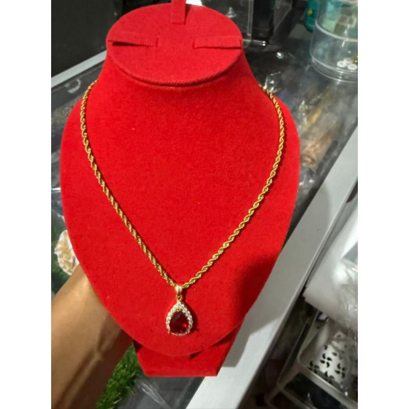 kalung titanium+liontin kuningan