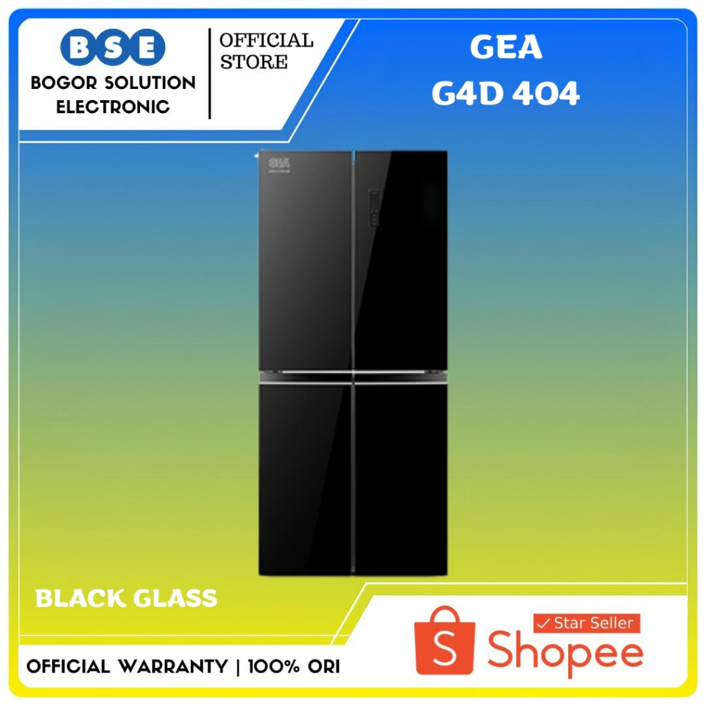 Kulkas 4 Pintu GEA G4D 404 Black Glass Door GEA G4D404 Hitam Kaca GEA