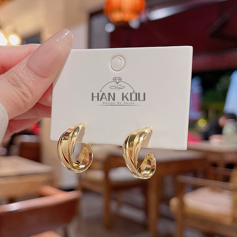 HANKOU-Anting Hijab Jepit Klip Anting Titanium Wanita Anti Karat Dan Anti Luntur Anting Wanita Korea
