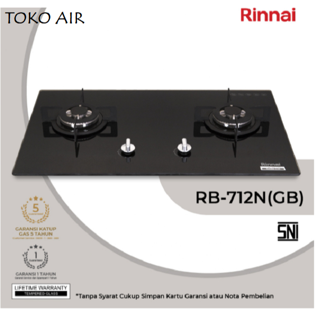 Rinnai Kompor Tanam 2 Tungku / Kompor Tanam 2 Tungku RB 712N (GB) + Adaptor