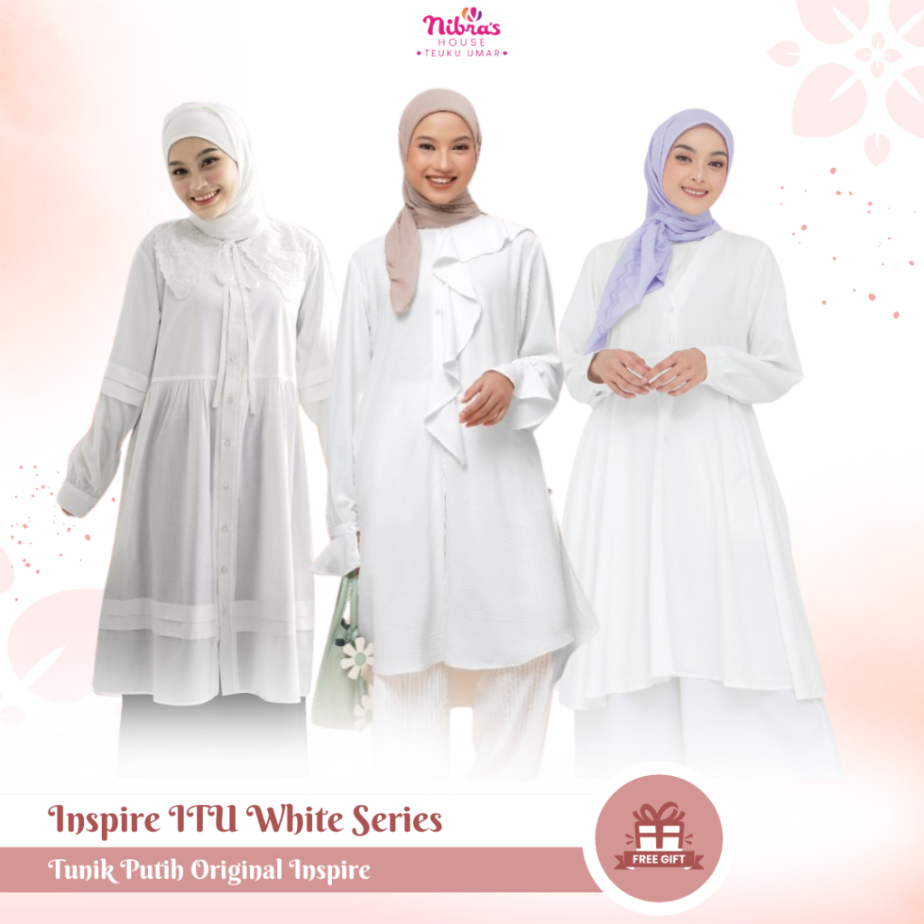 Tunik Putih Polos Atasan Tunik White Model Kekinian Brand Inspire