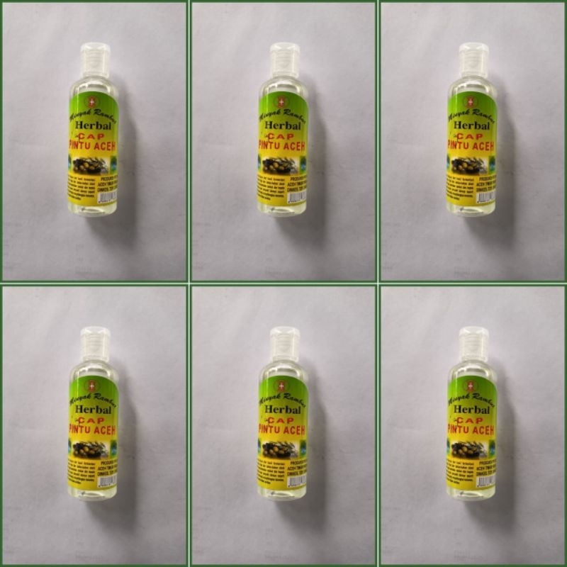 6 PCS (Warna Putih) Minyak Rambut Herbal PINTU ACEH 100 ml Original & Asli