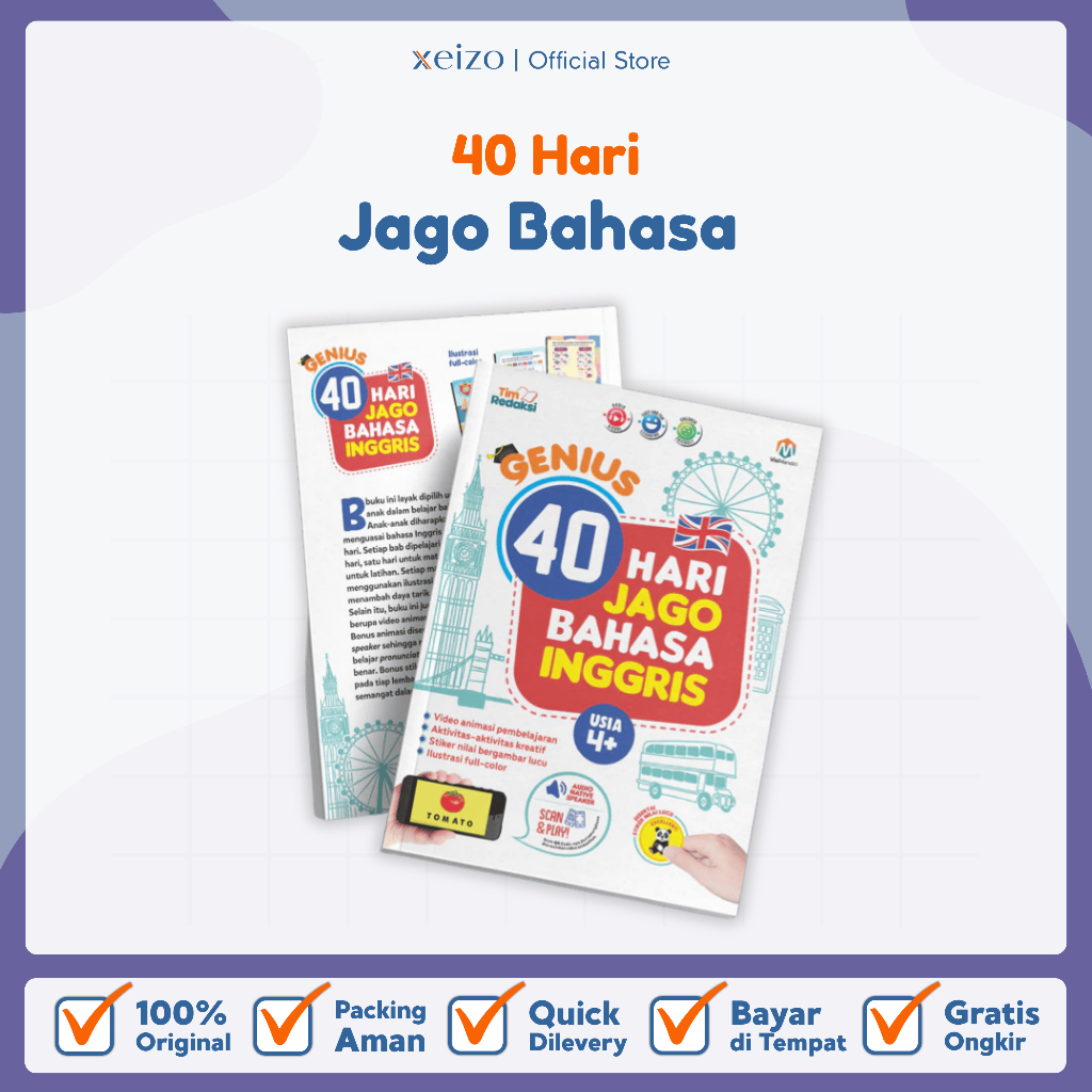Buku Anak Genius 40 Hari Jago Bahasa Inggris | Belajar Bahasa Inggris Seru untuk Anak TK & SD