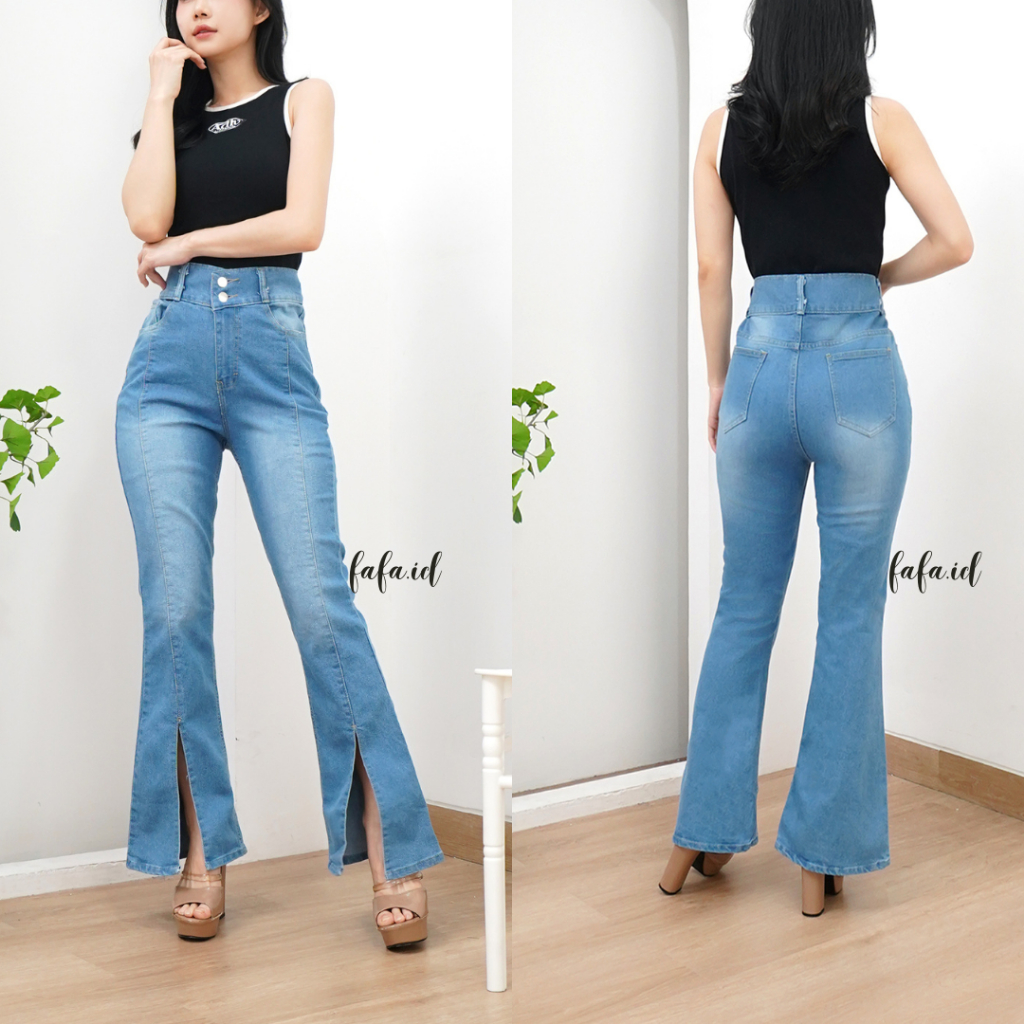 GEMPITA CELANA JEANS CUTBRAY HIGHWAIST WANITA VARIASI BELAH DEPAN