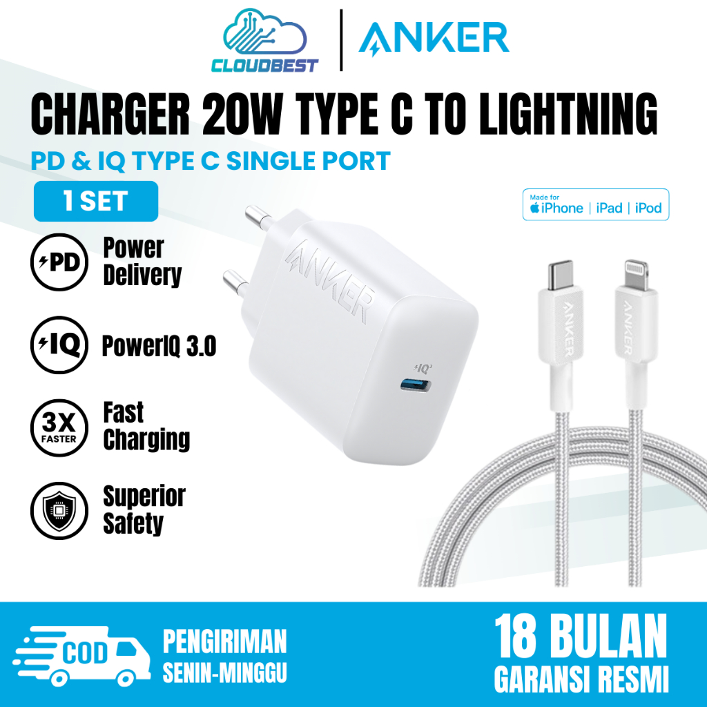 ANKER Charger for iPhoneType C To Lightning Fast Charging 20W