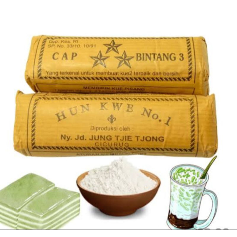 

Tepung hunkwe cap 3 bintang 1 pak isi 10