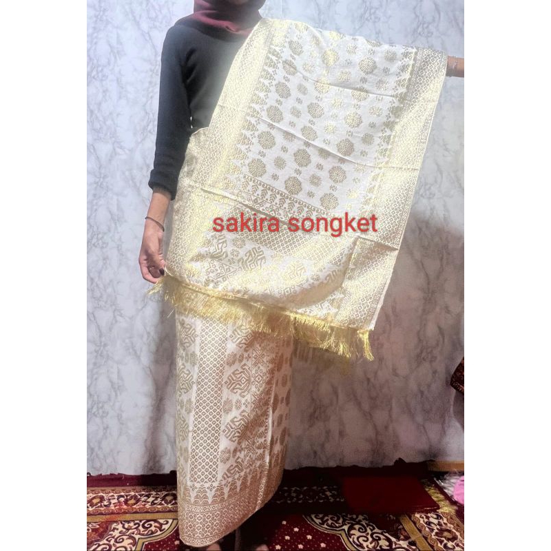 songket Palembang kream emas cantik manis