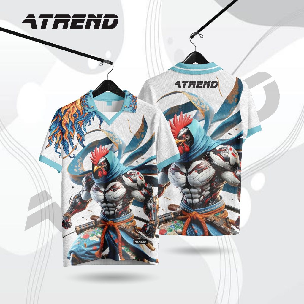 ATREND AT102 JERSEY AYAM JAGO FULL PRINTING KAOS ADU AYAM BANGKOK / JERSEY RETRO / BAJU SEHARI-HARI