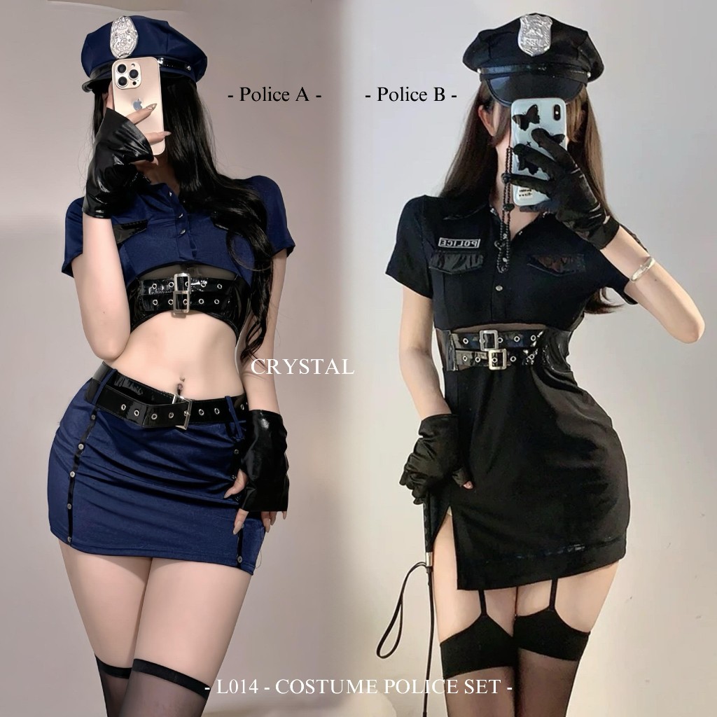 Crystal Lingerie Sophia Baju Cosplay Police / Lingerie Costume Polisi Wanita / Baju Sexy Kostum