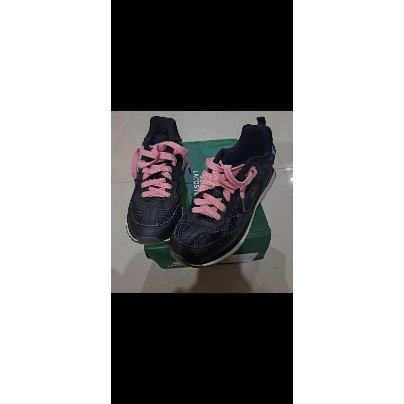 sepatu lacoste original black pink ukuran 39