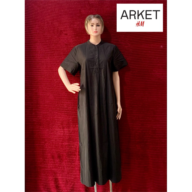 DRESS LENGAN PENDEK ABU GELAP PEKAT BRAND ARKET by H&M