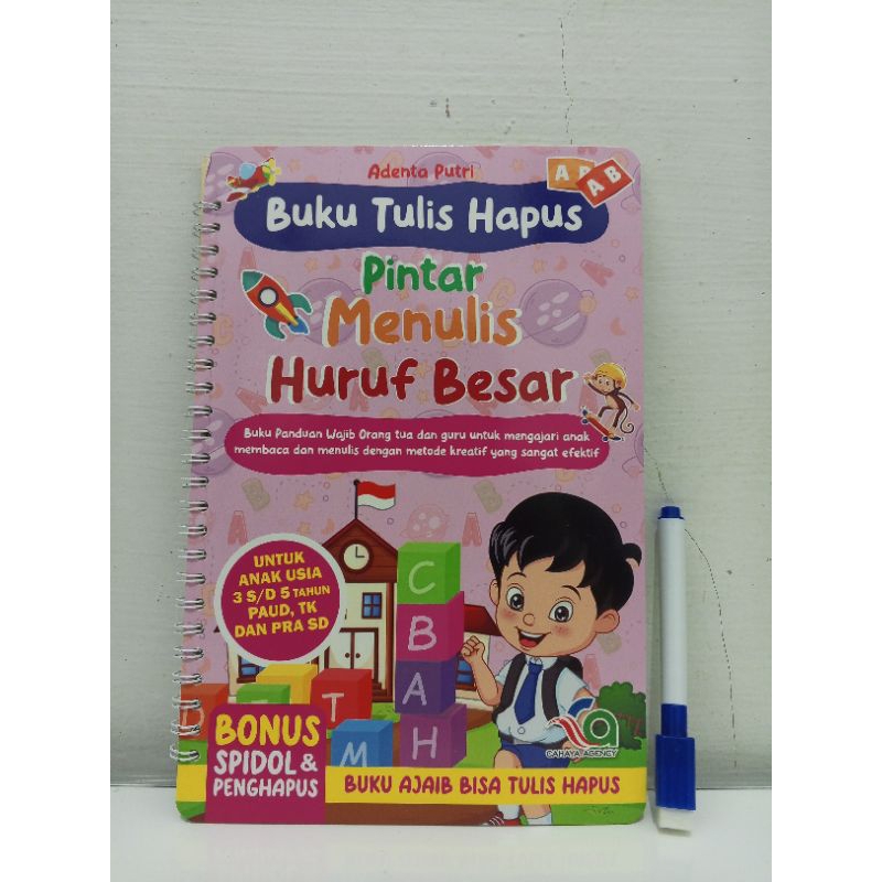 

Buku Tulis Hapus Pintar Menulis Huruf Besar+Spidol