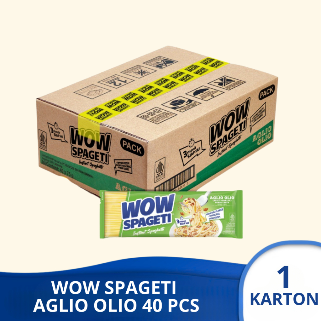 

(1 KARTON) WOW SPAGETI AGLIO OLIO Pasta isi 40 pcs