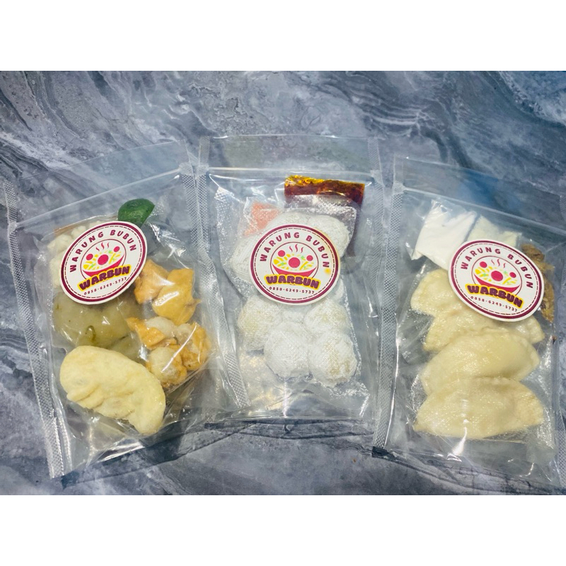 

3 paket jajanan warbun /baso aci/cireng kuah/cimol chili oil
